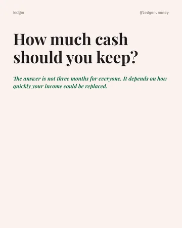 A pastel slide: “How much cash should you keep?”